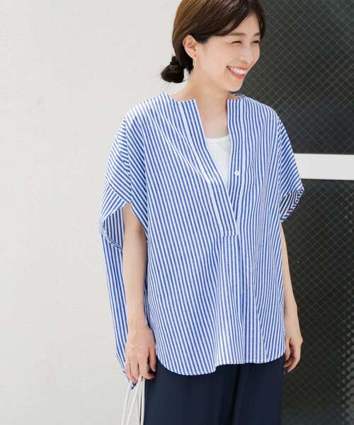 URBAN RESEARCH DOORS（アーバンリサーチドアーズ）の「ストライプコクーンシャツ（シャツ/ブラウス・レディース・ブラック/カーキ/ブルー・MEDIUM）」の11枚目の写真