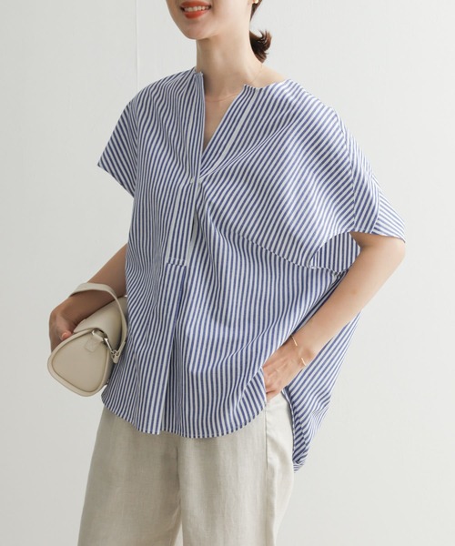 URBAN RESEARCH DOORS（アーバンリサーチドアーズ）の「ストライプコクーンシャツ（シャツ/ブラウス・レディース・ブラック/カーキ/ブルー・MEDIUM）」の20枚目の写真