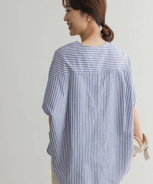 URBAN RESEARCH DOORS（アーバンリサーチドアーズ）の「ストライプコクーンシャツ（シャツ/ブラウス・レディース・ブラック/カーキ/ブルー・MEDIUM）」の21枚目の写真