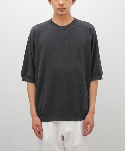 STILL BY HAND（スティルバイハンド）の「【STILL BY HAND / スティルバイハンド】ニット Tシャツ（ニット/セーター・メンズ・チャコールグレー/ネイビー・46/48）」の3枚目の写真