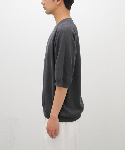 STILL BY HAND（スティルバイハンド）の「【STILL BY HAND / スティルバイハンド】ニット Tシャツ（ニット/セーター・メンズ・チャコールグレー/ネイビー・46/48）」の5枚目の写真