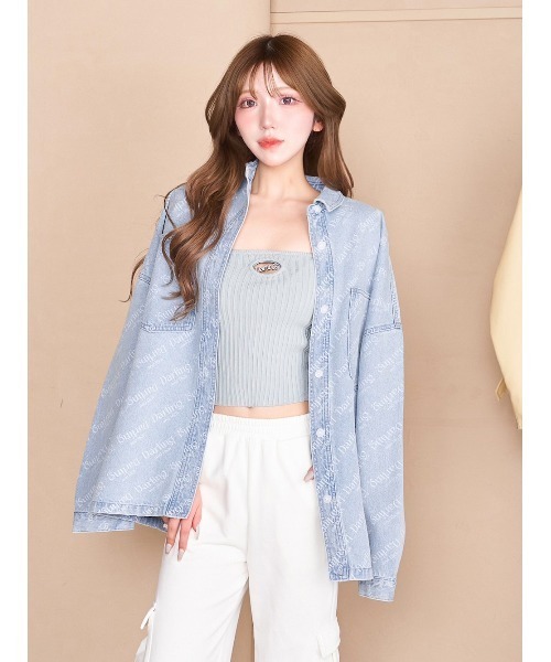 Darich(ダーリッチ)の「オブリークオーバーデニムシャツ(デニムジャケット・レディース・ブラック/ブルー系その他・FREE)」の2枚目の写真