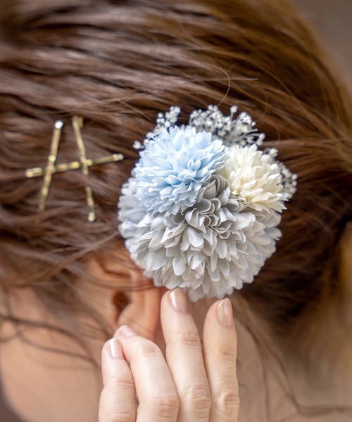 Honeys（ハニーズ）の「浴衣コサージュヘアクリップ（バレッタ/ヘアクリップ・レディース・サックスブルー/ピンク/パープル・FREE）」の7枚目の写真