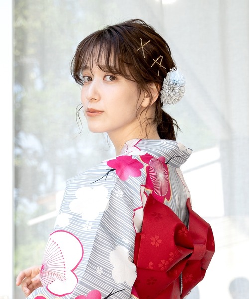 Honeys（ハニーズ）の「浴衣コサージュヘアクリップ（バレッタ/ヘアクリップ・レディース・サックスブルー/ピンク/パープル・FREE）」の9枚目の写真