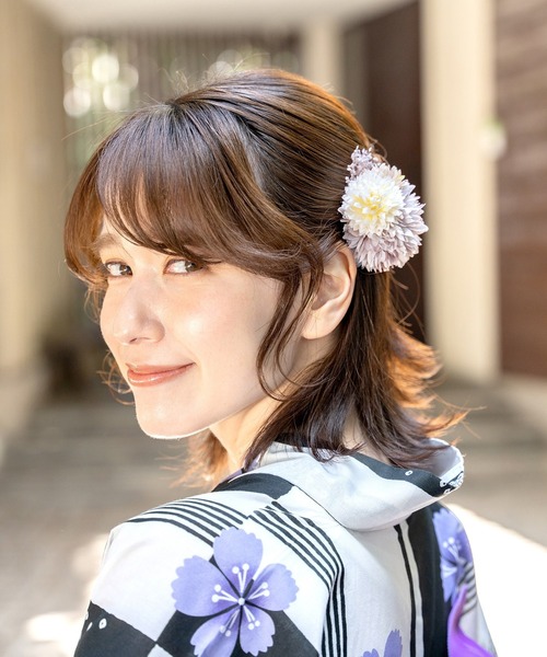 Honeys（ハニーズ）の「浴衣コサージュヘアクリップ（バレッタ/ヘアクリップ・レディース・サックスブルー/ピンク/パープル・FREE）」の16枚目の写真