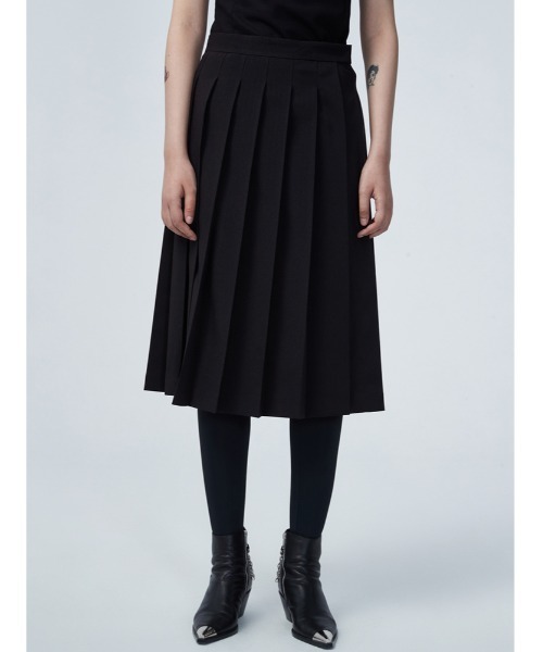 JNBY（ジェーエヌビーワイ）の「Pleated Midi Skirt（スカート・レディース・ベージュ/ブラック・38/40）」の2枚目の写真