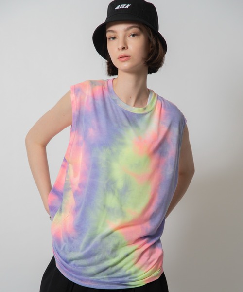 D.TT.K（ディティーティーケー）の「【ユニセックス】TIE DYE TANK TOP タイダイ タンクトップ ノースリーブ Tシャツ（Tシャツ/カットソー・メンズ・ブラック/オレンジ系/ライトブルー/パープル・FREE）」の18枚目の写真