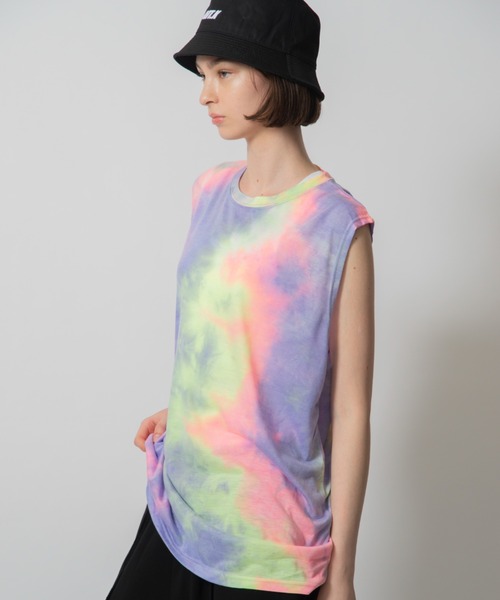 D.TT.K（ディティーティーケー）の「【ユニセックス】TIE DYE TANK TOP タイダイ タンクトップ ノースリーブ Tシャツ（Tシャツ/カットソー・メンズ・ブラック/オレンジ系/ライトブルー/パープル・FREE）」の21枚目の写真