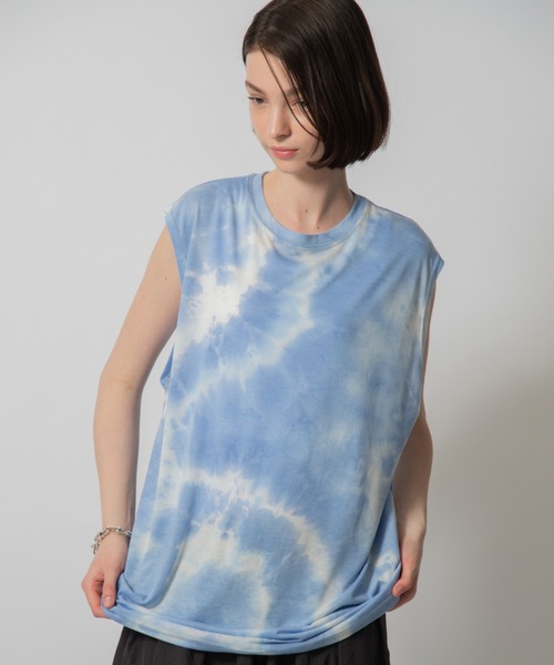 D.TT.K（ディティーティーケー）の「【ユニセックス】TIE DYE TANK TOP タイダイ タンクトップ ノースリーブ Tシャツ（Tシャツ/カットソー・メンズ・ブラック/オレンジ系/ライトブルー/パープル・FREE）」の6枚目の写真