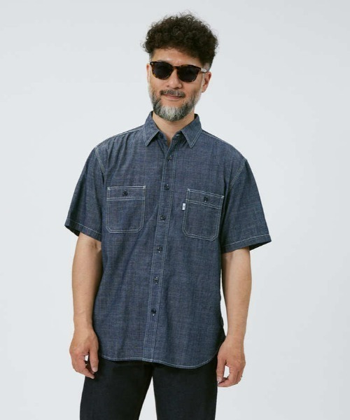 Salt&Pepper（ソルトアンドペッパー）の「【Salt&Pepper】半袖ワークシャツ（シャツ/ブラウス・メンズ・ライトインディゴブルー/ホワイト/ダークインディゴブルー・S/XL/M/L）」の3枚目の写真