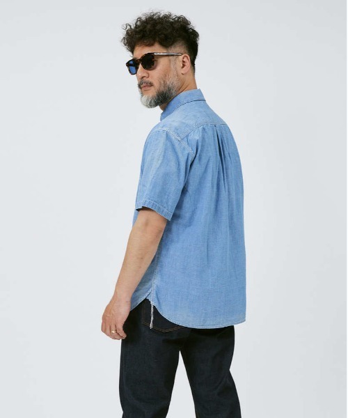 Salt&Pepper（ソルトアンドペッパー）の「【Salt&Pepper】半袖ワークシャツ（シャツ/ブラウス・メンズ・ライトインディゴブルー/ホワイト/ダークインディゴブルー・S/XL/M/L）」の19枚目の写真