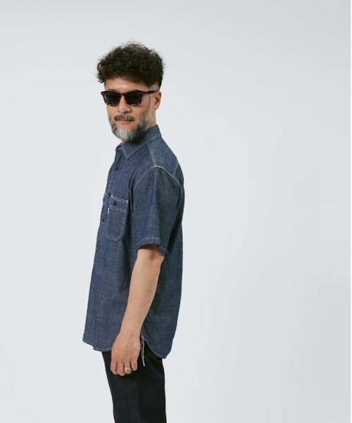 Salt&Pepper（ソルトアンドペッパー）の「【Salt&Pepper】半袖ワークシャツ（シャツ/ブラウス・メンズ・ライトインディゴブルー/ホワイト/ダークインディゴブルー・S/XL/M/L）」の22枚目の写真