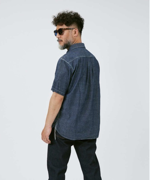 Salt&Pepper（ソルトアンドペッパー）の「【Salt&Pepper】半袖ワークシャツ（シャツ/ブラウス・メンズ・ライトインディゴブルー/ホワイト/ダークインディゴブルー・S/XL/M/L）」の21枚目の写真