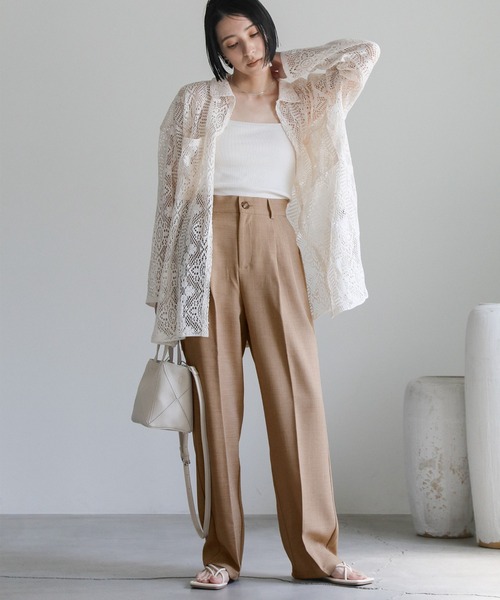 ハイウエストセンタープレススラブスラックス（スラックス）｜select