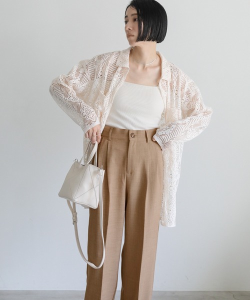select MOCA(セレクトモカ)の「ハイウエストセンタープレススラブスラックス(スラックス・レディース・スミクロ/ベージュ/ブラック・SMALL/MEDIUM)」の8枚目の写真