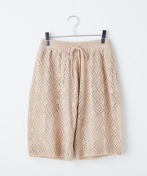 WHIMSIC（ウィムジック）の「【UNISEX/SET UP対応】メッシュジャガードニットショートパンツ（その他パンツ・メンズ・アイボリー/チャコールグレー・FREE）」の11枚目の写真