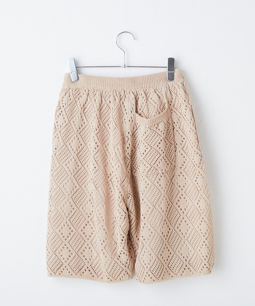WHIMSIC（ウィムジック）の「【UNISEX/SET UP対応】メッシュジャガードニットショートパンツ（その他パンツ・メンズ・アイボリー/チャコールグレー・FREE）」の15枚目の写真