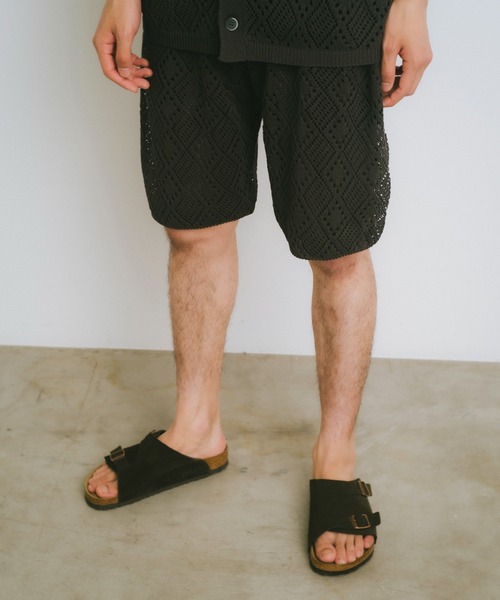 WHIMSIC（ウィムジック）の「【UNISEX/SET UP対応】メッシュジャガードニットショートパンツ（その他パンツ・メンズ・アイボリー/チャコールグレー・FREE）」の22枚目の写真