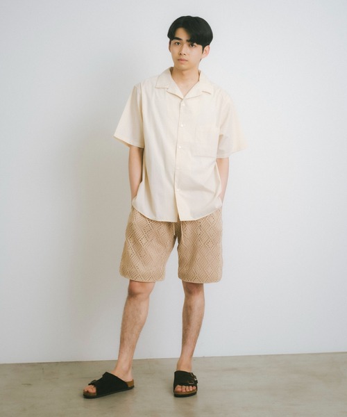 WHIMSIC（ウィムジック）の「【UNISEX/SET UP対応】メッシュジャガードニットショートパンツ（その他パンツ・メンズ・アイボリー/チャコールグレー・FREE）」の6枚目の写真