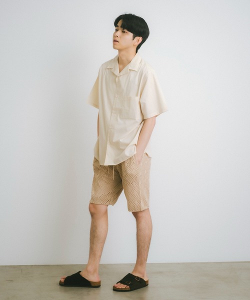 WHIMSIC（ウィムジック）の「【UNISEX/SET UP対応】メッシュジャガードニットショートパンツ（その他パンツ・メンズ・アイボリー/チャコールグレー・FREE）」の7枚目の写真