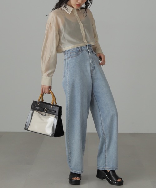 FREE'S MART（フリーズマート）の「◆シアーシャツ×ニットタンクワンピースセット（ワンピース・レディース・ベージュ/ブラック/グリーン・SMALL/MEDIUM）」の10枚目の写真