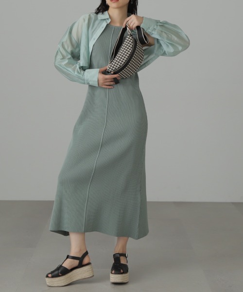 FREE'S MART（フリーズマート）の「◆シアーシャツ×ニットタンクワンピースセット（ワンピース・レディース・ベージュ/ブラック/グリーン・SMALL/MEDIUM）」の18枚目の写真