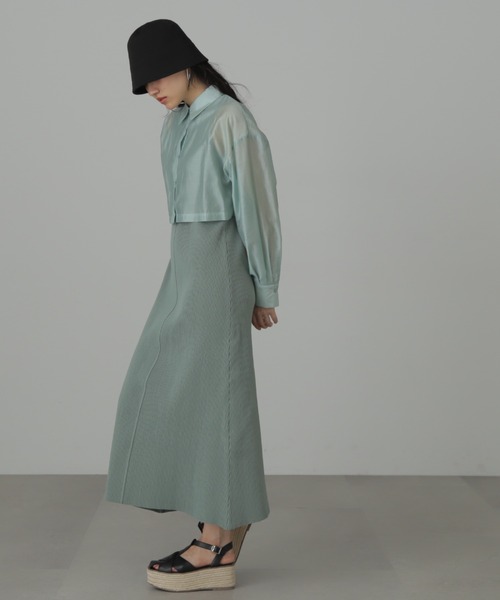 FREE'S MART（フリーズマート）の「◆シアーシャツ×ニットタンクワンピースセット（ワンピース・レディース・ベージュ/ブラック/グリーン・SMALL/MEDIUM）」の11枚目の写真