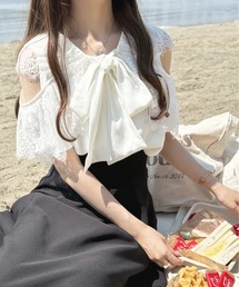 apres jour | レースオフショルボウタイブラウス【ZOZOTOWN限定アイテム】(シャツ/ブラウス)