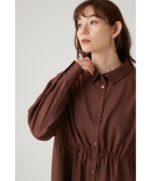 emmi(エミ)の「【emmi atelier】ウエストドロストデザインシャツ(シャツ/ブラウス・レディース・ライトベージュ/オフホワイト/ブラウン・FREE)」の8枚目の写真