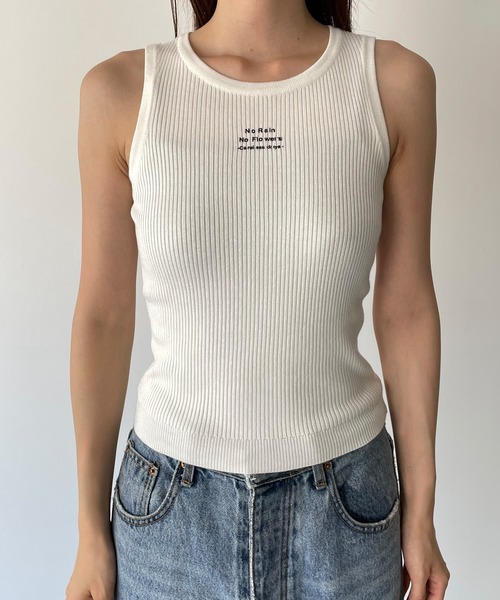 CANAL JEAN(キャナルジーン)の「smileyranna "No Rain No Flowers"ニットタンクトップ(タンクトップ・レディース・ホワイト/グレー/ブラック・ONE SIZE)」の15枚目の写真