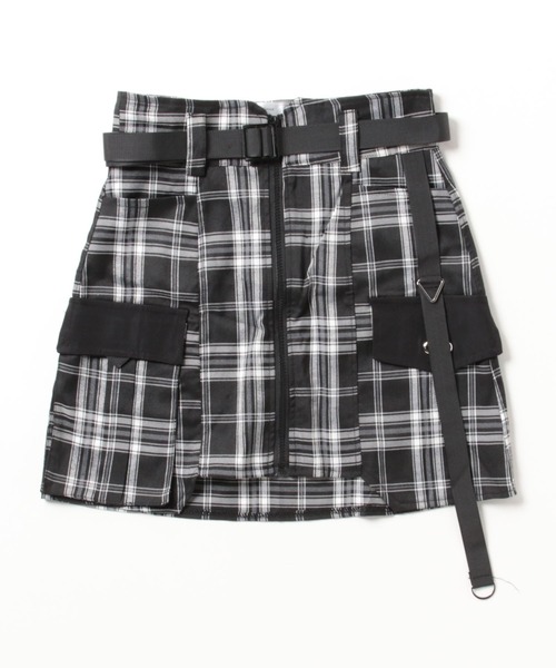Chick(チック)の「Mini Cargo Skirt / カーゴミニスカート(スカート・レディース・ブラック/グレー/ブラック×ホワイト・L/M/S)」の4枚目の写真