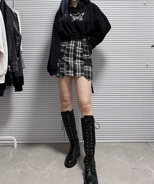 Chick(チック)の「Mini Cargo Skirt / カーゴミニスカート(スカート・レディース・ブラック/グレー/ブラック×ホワイト・L/M/S)」の15枚目の写真