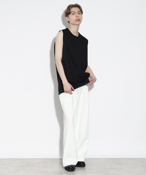 tk.TAKEO KIKUCHI(ティーケータケオキクチ)の「ハイゲージスムースロングタンクトップ(タンクトップ・メンズ・ホワイト/ブラック・02/03)」の4枚目の写真