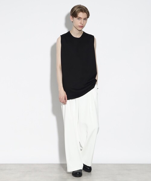 tk.TAKEO KIKUCHI(ティーケータケオキクチ)の「ハイゲージスムースロングタンクトップ(タンクトップ・メンズ・ホワイト/ブラック・02/03)」の3枚目の写真