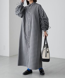 ドロストスリーブロングシャツワンピース