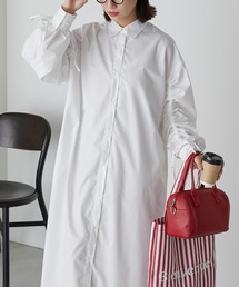ドロストスリーブロングシャツワンピース