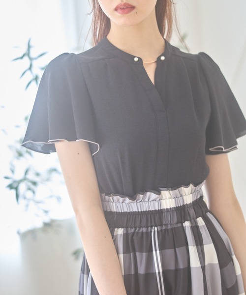 tocco closet(トッコ クローゼット)の「【ZOZO限定柄あり】マルチWAYボウタイリボン×パールピン配色ブラウス(シャツ/ブラウス・レディース・ブラック/ドット/その他/オフホワイト・M)」の7枚目の写真