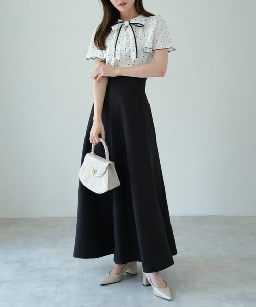 tocco closet(トッコ クローゼット)の「【ZOZO限定柄あり】マルチWAYボウタイリボン×パールピン配色ブラウス(シャツ/ブラウス・レディース・ブラック/ドット/その他/オフホワイト・M)」の13枚目の写真