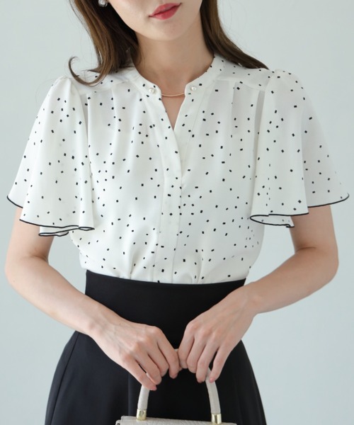 tocco closet(トッコ クローゼット)の「【ZOZO限定柄あり】マルチWAYボウタイリボン×パールピン配色ブラウス(シャツ/ブラウス・レディース・ブラック/ドット/その他/オフホワイト・M)」の18枚目の写真