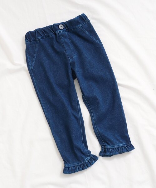 apres les cours(アプレレクール)の「【WEB限定】裾フリル/7days Style pants(その他パンツ・キッズ・インディゴブルー/ドット/チェック・110/80/100/120/130/90)」の2枚目の写真