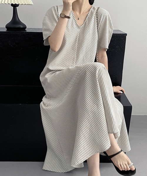 BANICO(バニコ)の「【BANICO】ストライプロングシャツワンピース(ワンピース・レディース・その他1・MEDIUM/LARGE)」の1枚目の写真