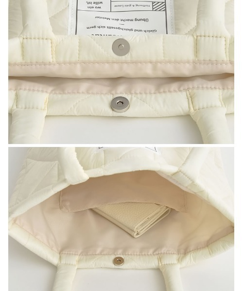 Re:EDIT（リエディ）の「パデットキルトトートバッグ（トートバッグ・レディース・ブラック/アイボリー・FREE）」の6枚目の写真