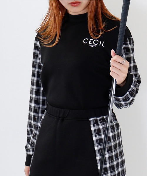 【セール】ダンボールチェック切り替えモックネック（スウェット）｜CECIL McBEE（セシルマクビー）
