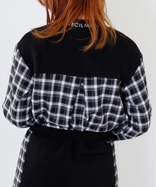 【セール】ダンボールチェック切り替えモックネック（スウェット）｜CECIL McBEE（セシルマクビー）