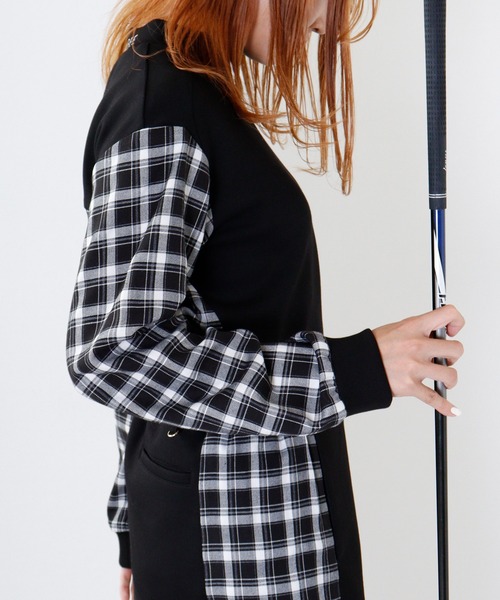 【セール】ダンボールチェック切り替えモックネック（スウェット）｜CECIL McBEE（セシルマクビー）