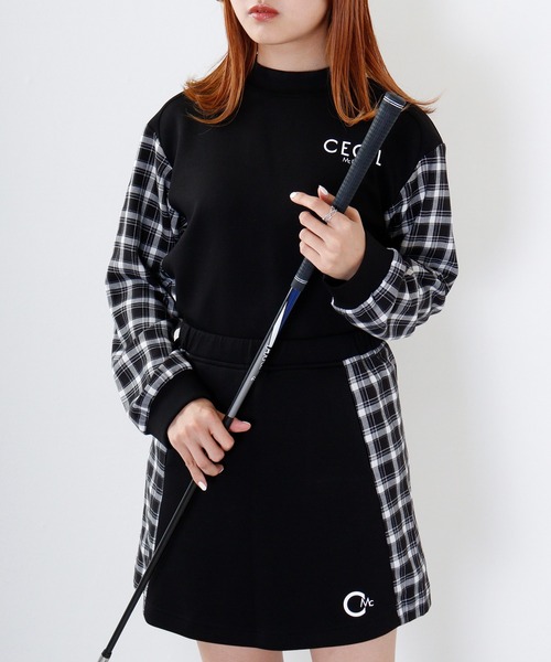 【セール】ダンボールチェック切り替えモックネック（スウェット）｜CECIL McBEE（セシルマクビー）