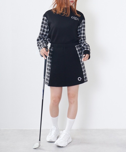 【セール】ダンボールチェック切り替えモックネック（スウェット）｜CECIL McBEE（セシルマクビー）