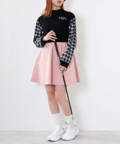 【セール】ダンボールチェック切り替えモックネック（スウェット）｜CECIL McBEE（セシルマクビー）