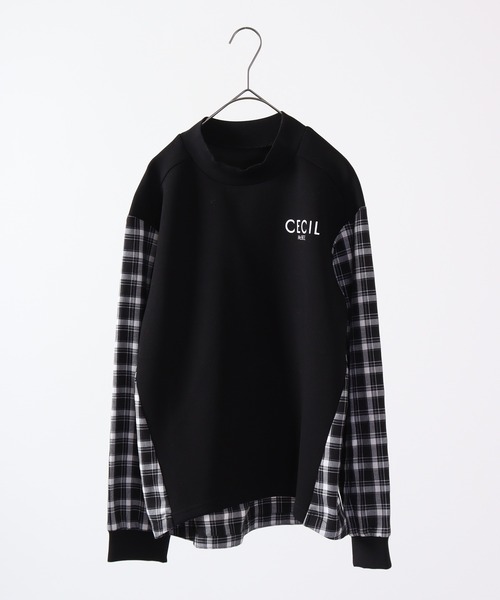 【セール】ダンボールチェック切り替えモックネック（スウェット）｜CECIL McBEE（セシルマクビー）