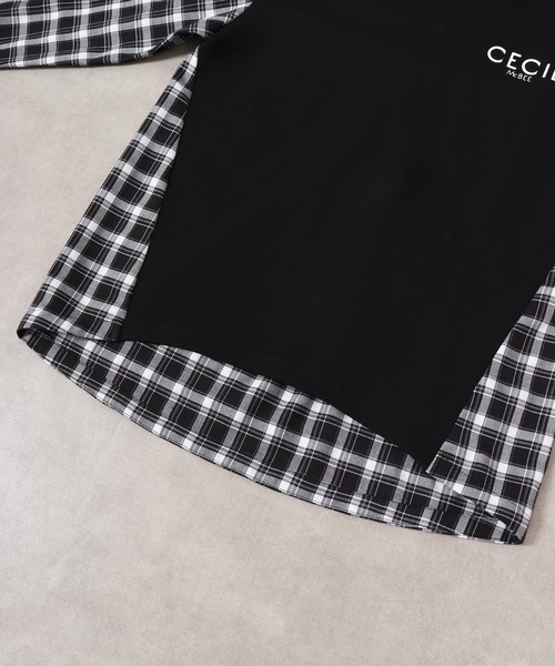 【セール】ダンボールチェック切り替えモックネック（スウェット）｜CECIL McBEE（セシルマクビー）